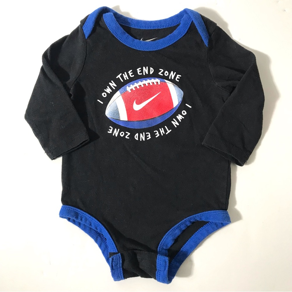 Nike Kids Black and Blue Long Sleeve Football Onesie